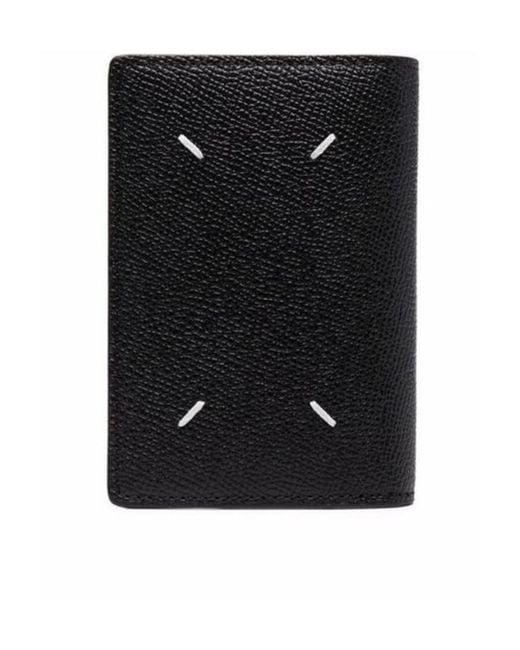 Maison Margiela Black Logo Detailed Bi-Fold Cardholder for men