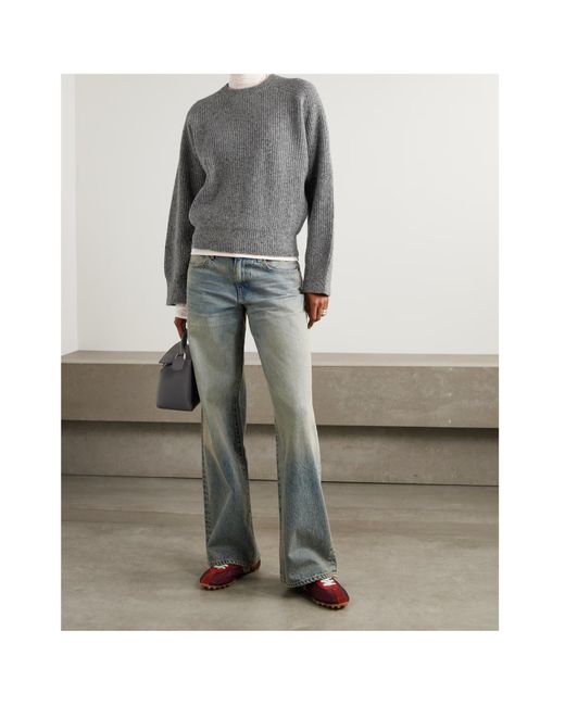 SLVRLAKE Denim Gray Florence Ribbed Merino Wool Sweater