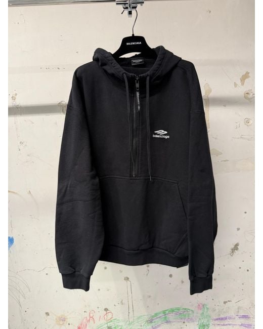 Balenciaga Half Zip Hoodie in Black for Men Lyst