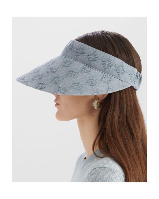 Fendi Blue Ff Canvas Visor