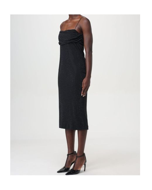 Philosophy Di Lorenzo Serafini Black Embellished Square Neck Midi Dress