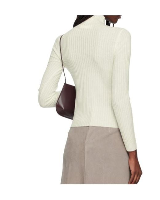 arch4 White Ariana Ribbed Mock-Neck Sweater