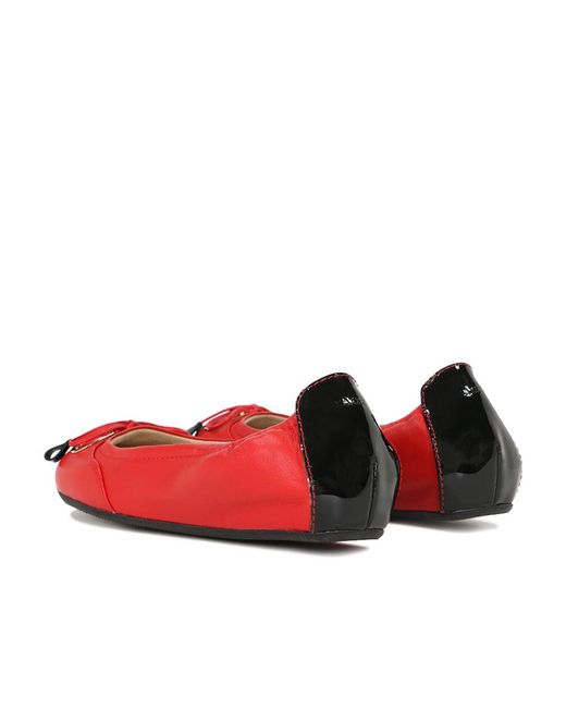 Bally Red Stitching Detail Ballet Shoes