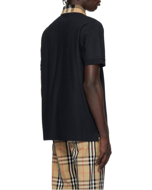Burberry Blue Short-Sleeved Straight Hem Polo Shirt for men