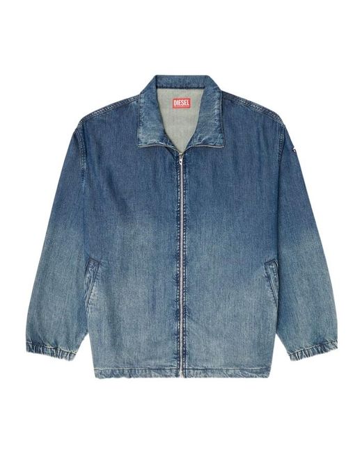 DIESEL Blue Zip-Fastening Denim Jacket for men