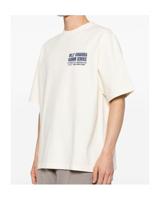 Willy Chavarria White Fashion Service Logo T-Shirt for men