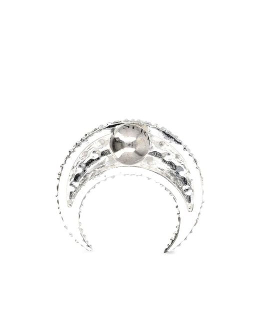 MARINE SERRE White Moon Embellished Moon Stud