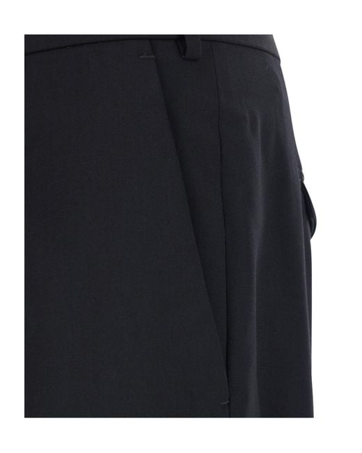 Pt Pantaloni Black Pt Torino Turn-Up Wool Stretch Pants for men