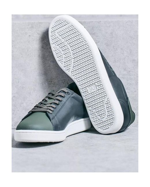 EA7 Blue Logo-Lacing Casual Sneakers for men
