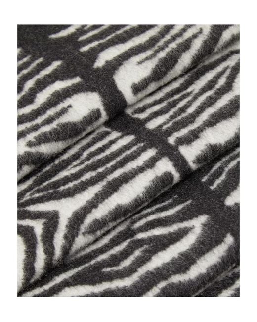 Fendi Gray Wool Scarf With Tiger Animalier Print