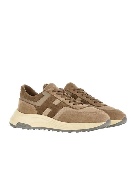 Hogan Brown H-Stripe Low-Top Sneakers for men