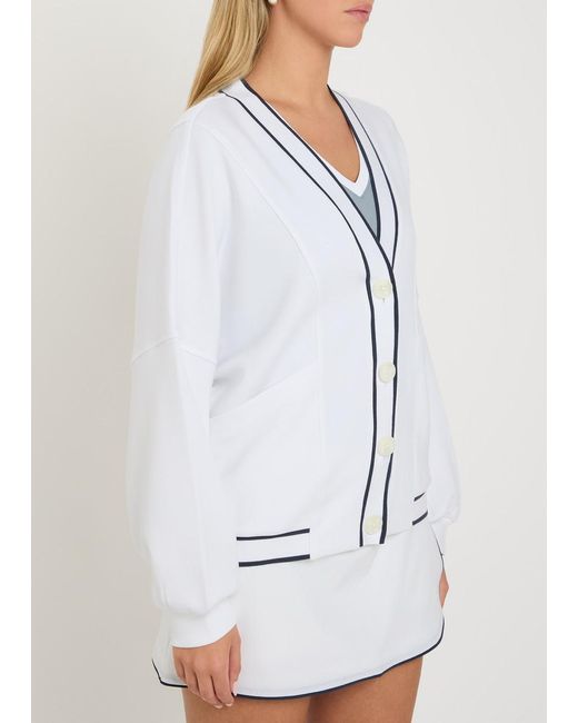 Varley White V-Neck Knit Cardigan