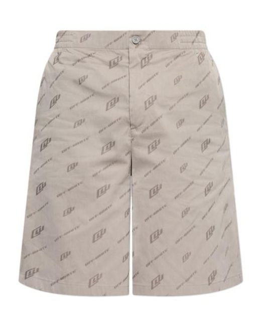 Off-White c/o Virgil Abloh Gray Button Detailed All-Over Patterned Shorts for men