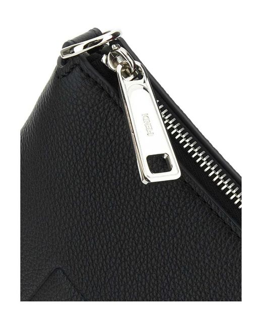 Fendi Black Logo Detailed Zipped Clutch Bag for men