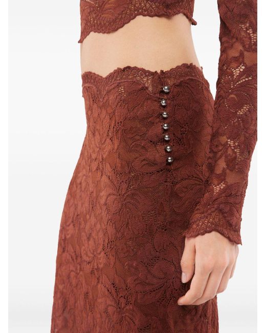 Rabanne Brown Rabanne Lace Midi Skirt