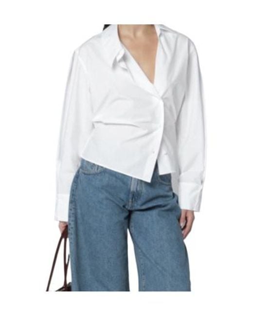 The Attico White Asymmetric V-Neck Shirt
