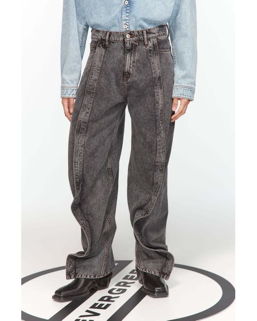 Y. Project Gray Draped Low-Rise Wide-Leg Jeans for men