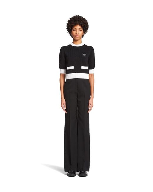 Prada Black Cotton Crew-Neck Sweater