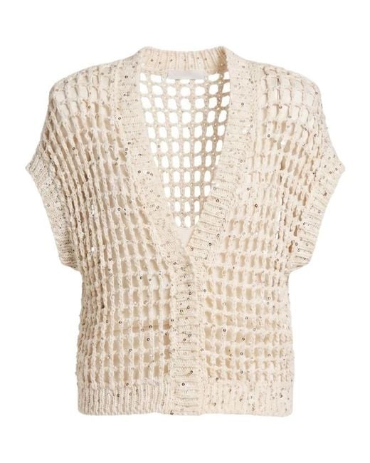 Peserico Natural Open-Knit Cardigan