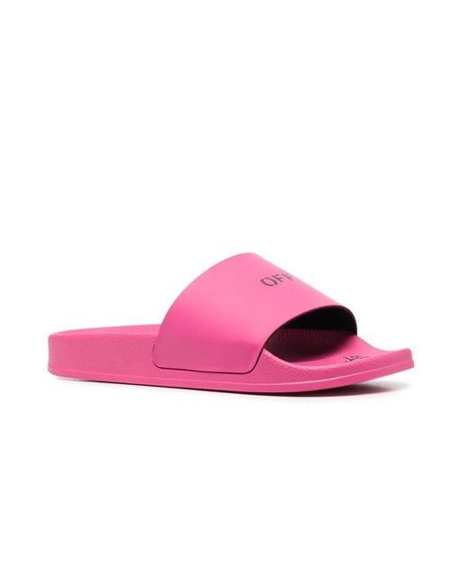 Off-White c/o Virgil Abloh Pink Arrows Logo Print Slides