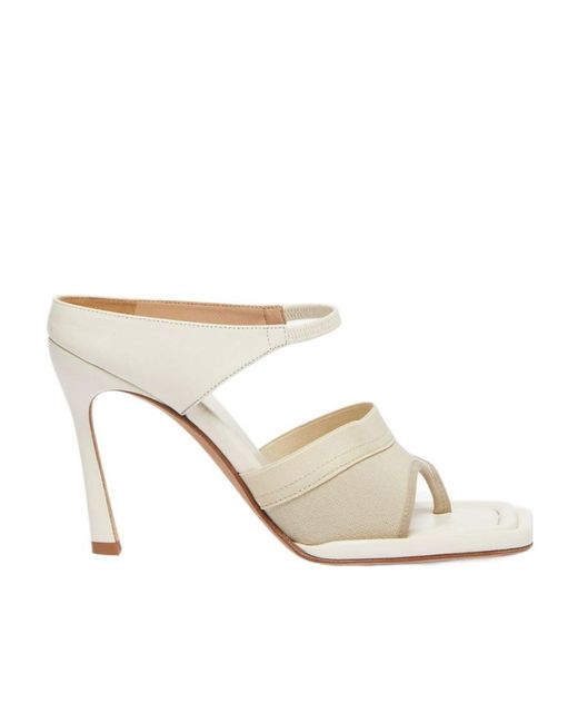 Sportmax White 100Mm Thong-Strap Leather Mules