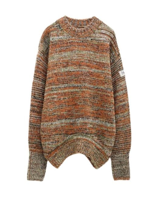Adererror Brown Striped Round-Neck Knitted Sweater for men