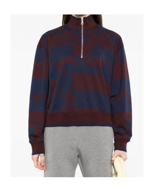 Dries Van Noten Blue Printed Zipped Sweatshirt