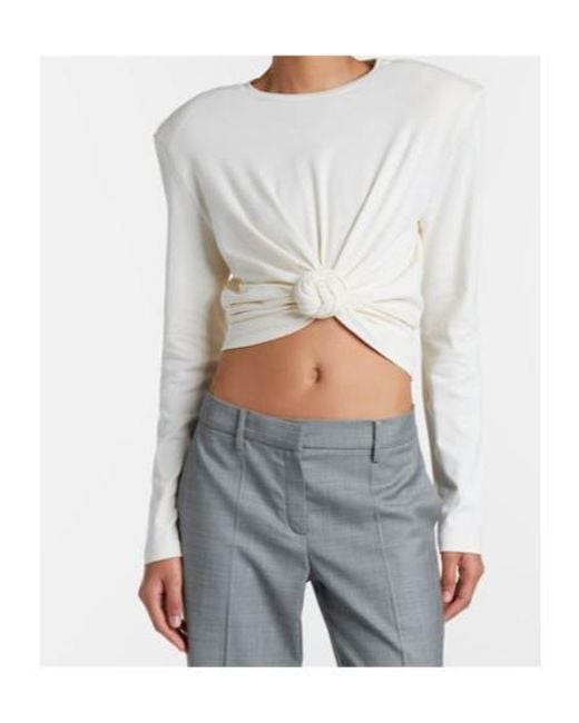 Magda Butrym White Cropped Cotton-Blend Jersey Top