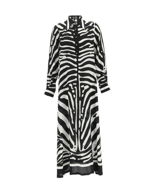 Dolce & Gabbana White Zebra-Printed Long-Sleeved Kaftan