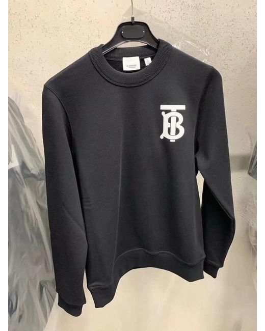Burberry Black Monogram Logo Cotton Sweatshirt for men