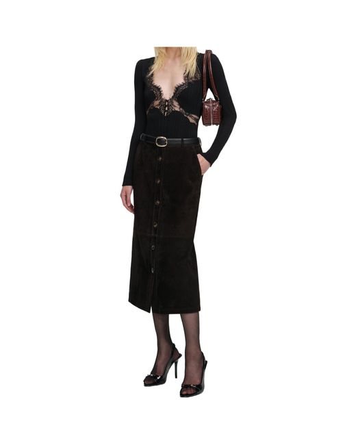 Self-Portrait Black Lace Button Top