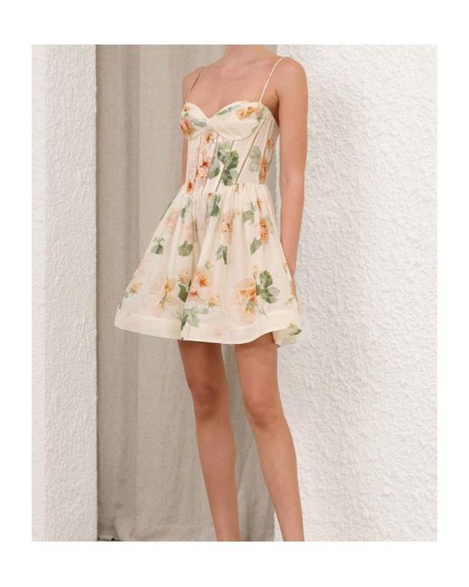Zimmermann Natural Carousel Corset Mini Dress