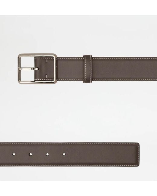 Tod's Brown Classic Logo Engraved Buckle Belt for men