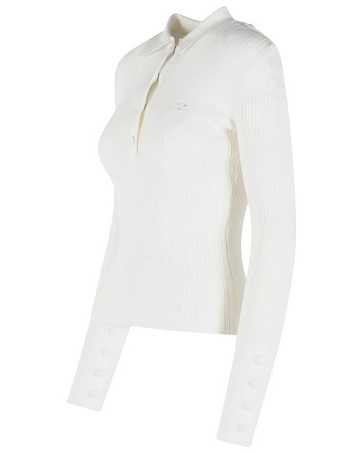 Courreges White Courrèges Ribbed Knit Polo Top