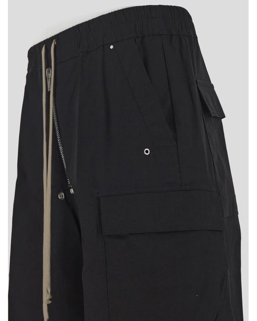 Rick Owens Black Belas Cotton Cargo Pants for men
