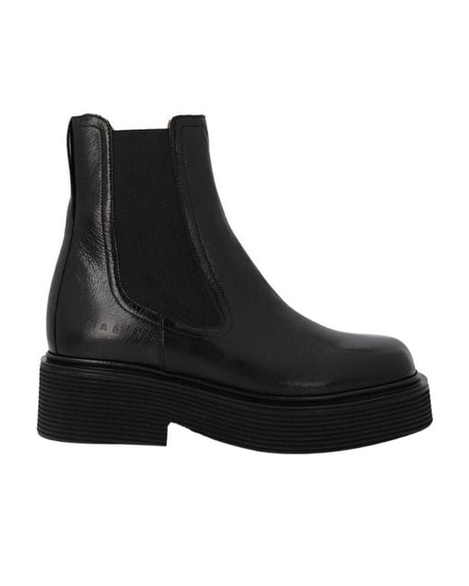 Marni Black Square Toe Ankle Boots