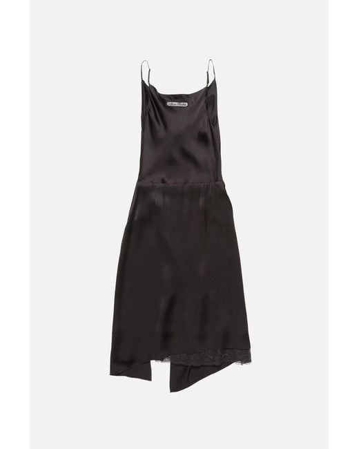 Acne Black Shiny Satin Slip Dress
