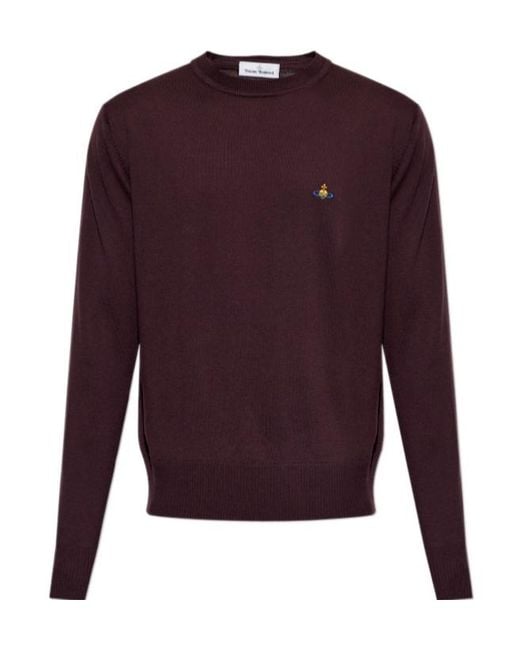 Vivienne Westwood Purple Long-Sleeve Crew-Neck Sweater for men