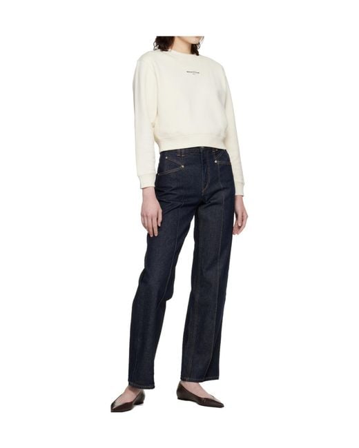 Maison Kitsuné White Maison Kitsuné Logo Crewneck Sweatshirt