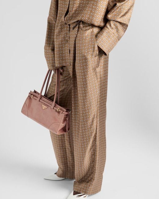 Prada Natural Silk Twill Printed Trousers