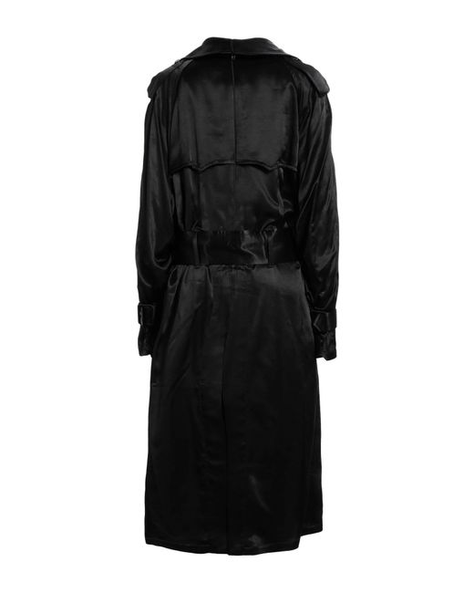 Balenciaga Black Solid Color Satin Trench Coat