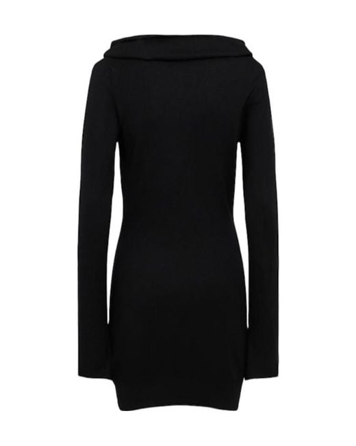 The Attico Black Virgin Wool Blend Buttoned Mini Dress