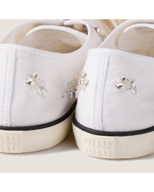 Miu Miu White Embellished Low-Top Sneakers