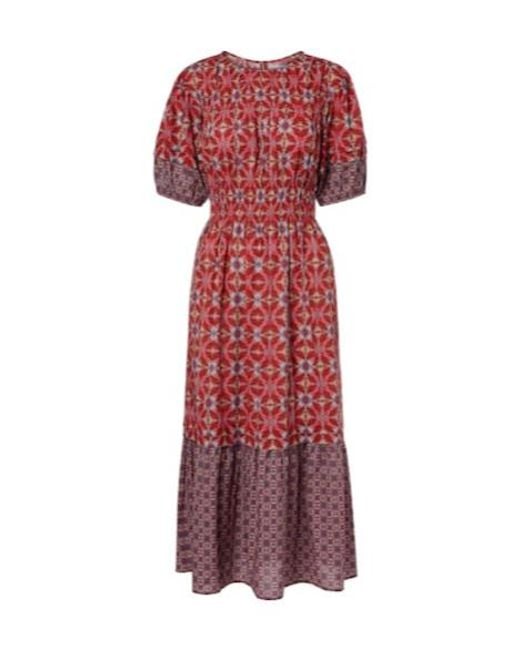 Velvet By Graham & Spencer Red Maela Printed Cotton Midi Dress