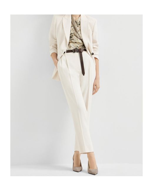 Brunello Cucinelli White Pointed Toe Slingback Pumps