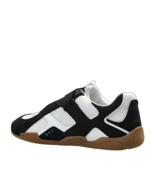 Versace Black Cross-Over Strap Panelled Sneakers for men