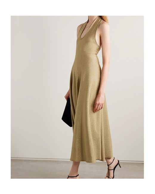 Khaite Metallic Melina Lurex Halterneck Midi Dress