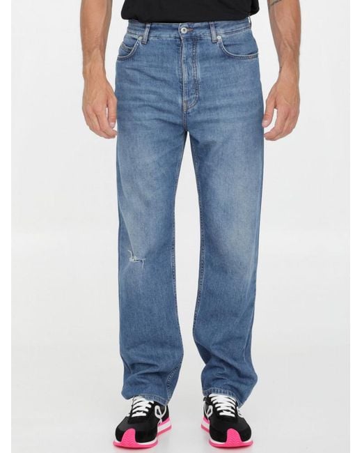 Loewe Blue Straight Leg Jeans for men