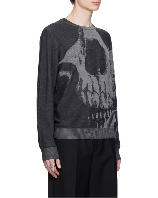McQueen Black Skull Crewneck Jumper for men