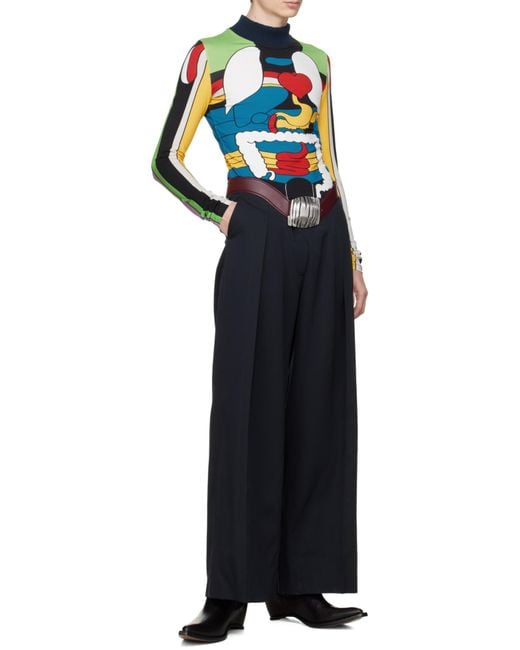 Jean Paul Gaultier Gray Printed Long-Sleeved Top